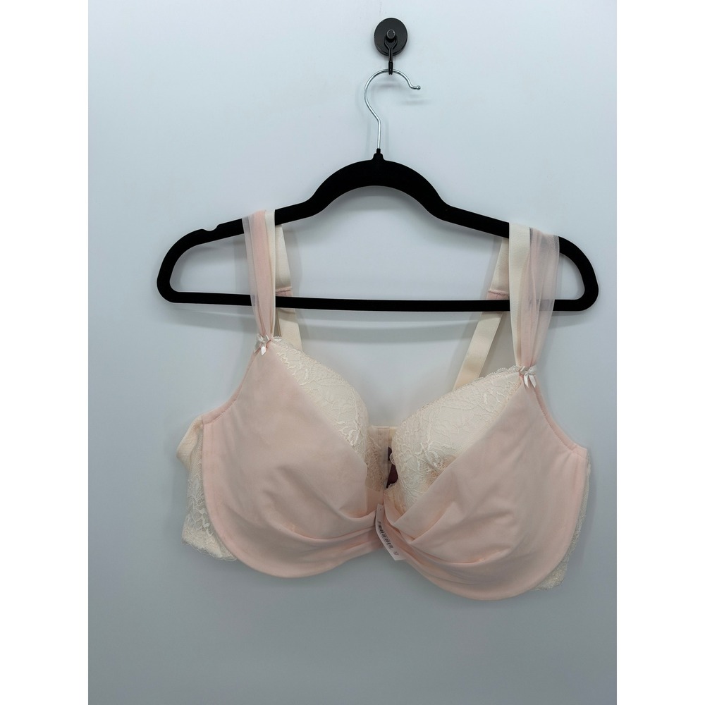 Adore Me Bridal Blush Lace Mesh Demi Bra 42G Pink Cream BR-11423-DEM